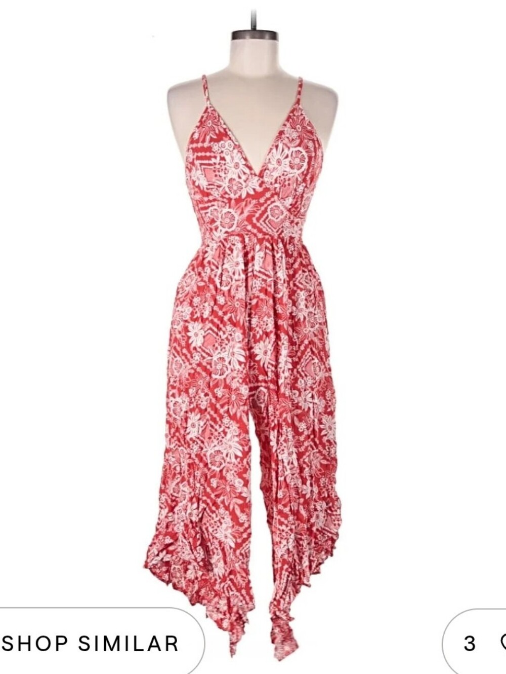 Angie Red Tropical Wide Leg Jumpsuit Print M